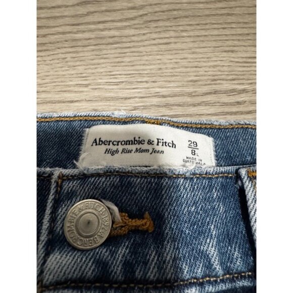 Abercrombie & Fitch High Rise Mom Jeans Denim Distressed Ripped Size 29 / 8 - Picture 2 of 6